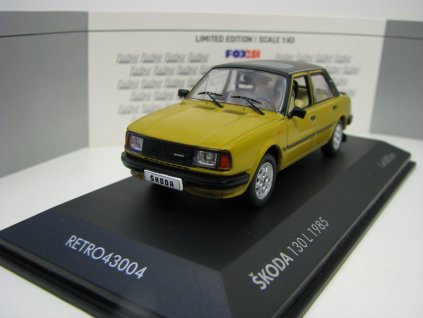 Škoda 130 L 1985 žlutá/černá 1:43 FOX18 RETRO43004