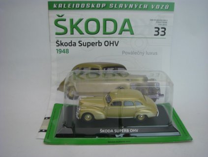 Časopis s modelem Škoda Superb OHV 1948 Gold Metallic 1:43 Atlas DeAgostini