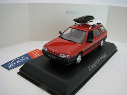 Renault 21 Nevada s doplňky na střeše 1989 Red 1:43 Norev