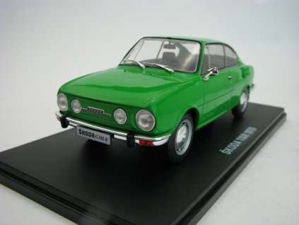 Škoda 110R 1970 Green ve vitrínce 1:24 Atlas Hachette s časopisem