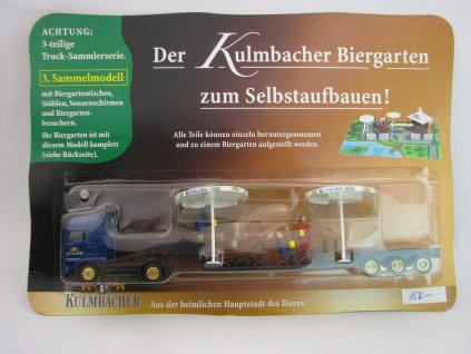 Man s návěsem Kulmbacher Biergarten Slunečníky reklamní model 1:87 Grell