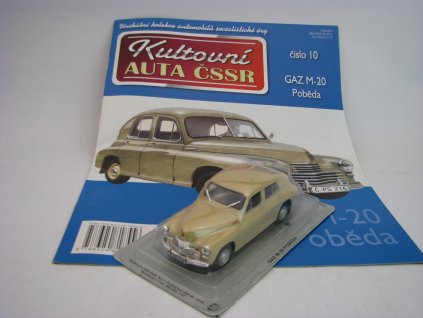 Časopis Kultovní Auta 10 s modelem GAZ M-20 Poběda Krémová 1:43 DeAgostini