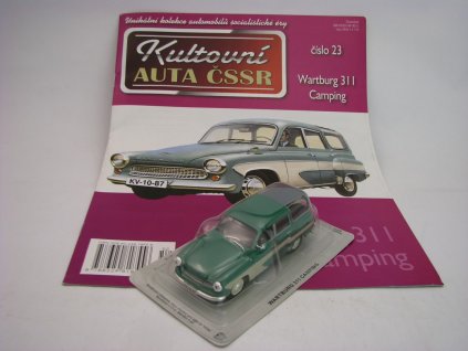 Časopis Kultovní Auta 23 s modelem Wartburg 311 Camping Green 1:43 DeAgostini