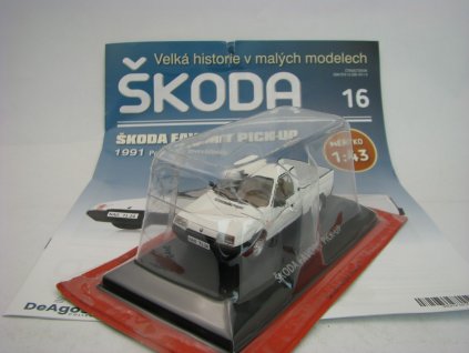 Časopis 16 s modelem Škoda Favorit Pick Up 1991 White 1:43 Atlas Deagostini
