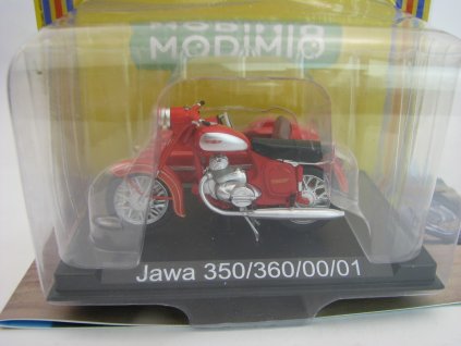 Časopis naše motocykly s modelem Jawa 350/360 se sajdou Velorex 1:24 Modimio