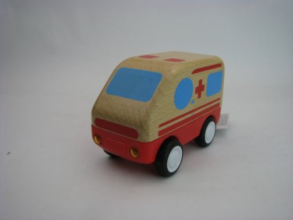 Auto dřevěné Sanitka světlo zvuk setrvačník Teddies