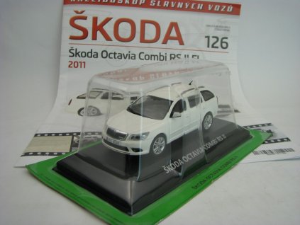 Časopis 126 s modelem Škoda Octavia Combi RS II 2011 White 1:43 DeAgostiny