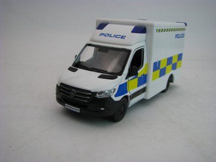 Mercedes-Benz Sprinter Police Bílá Pull Back 1:48 Kinsmart