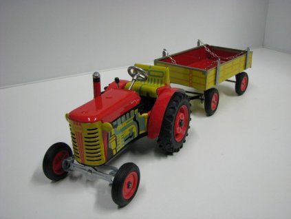 Traktor Zetor a valník červený plastová kola 1:25 Kovap
