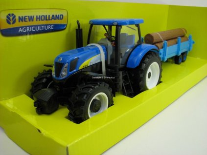 Traktor New Holland T7040 s vlekem a klády 1:32 Bburago