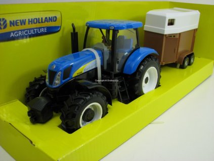 Traktor New Holland T7040 s přívěsem na koně 1:32 Bburago