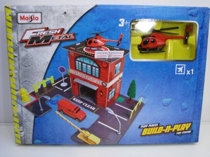 Město sada Fire Station s modelem vrtulníku Maisto