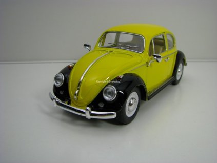 Volkswagen Beetle Classic 1967 žlutý s černými blatníky 1:24 Kinsmart