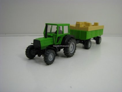 Traktor Deutz-Fahr Schlepper s vlekem a slámou 1:87 Wiking