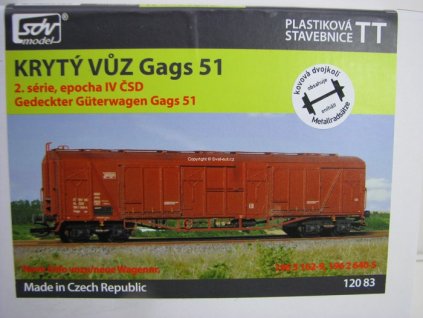 Vagon Krytý vůz Gags 51 ČSD stavebnice TT 1:120 SDV 12083