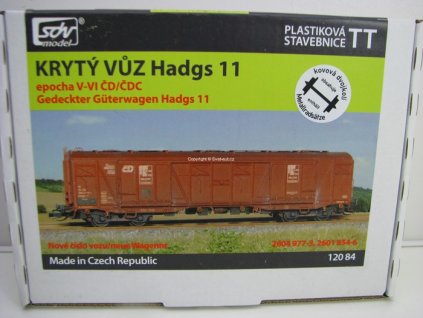 Vagon Krytý vůz Hadgs 11 epocha V-VI ČD/ČDC stavebnice TT 1:120 SDV 12084