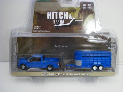Ford F-150 2016 s přívěsem na přepravu zvířat 1:64 Greenlight