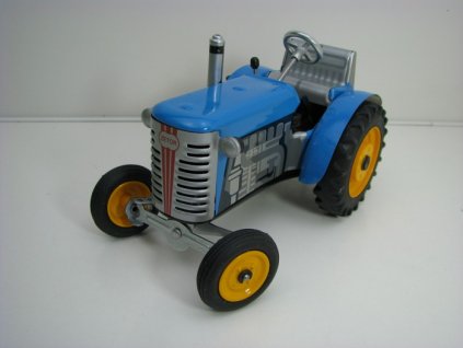 Traktor Zetor Modrý na klíček Žlutá plechová kola 1:25 Kovap
