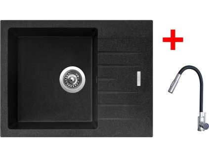 Sinks PERFECTO 650 Granblack + ELASTA S nerez/černá