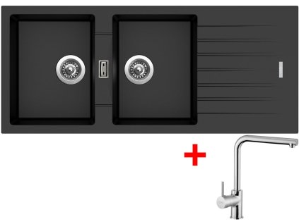 50160 1 set sinks perfecto 1160 duo metalblack elka