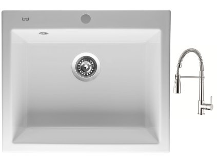 Sinks CERAM 600 Bílá + Dřezová baterie Sinks MIX 35 PROF S chrom
