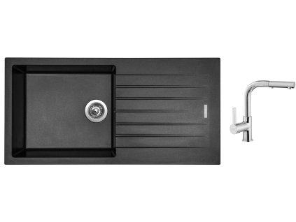 Granitový dřez Sinks PERFECTO 1000 Metalblack + Dřezová baterie Sinks ENIGMA S chrom + Čistící pasta Sinks na dřezy