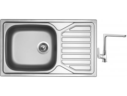 Nerezový dřez Sinks OKIO 860 XXL V 0,6mm matný + Dřezová baterie Sinks baterie CASPIRA chrom