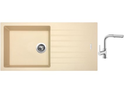 Granitový dřez Sinks PERFECTO 1000 Sahara + Dřezová baterie Sinks ENIGMA S chrom + Čistící pasta Sinks na dřezy