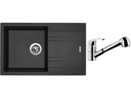 Granitový dřez Sinks LINEA 780 N Metalblack + Dřezová baterie Sinks LEGENDA S Chrom + Čistící pasta Sinks na dřezy