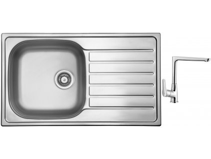 Nerezový dřez Sinks HYPNOS 860 V 0,6mm matný + Dřezová baterie Sinks baterie CASPIRA chrom