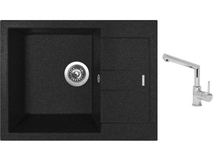 Granitový dřez Sinks AMANDA 650 Granblack + Dřezová baterie Sinks MIX 350 P chrom + Čistící pasta Sinks na dřezy