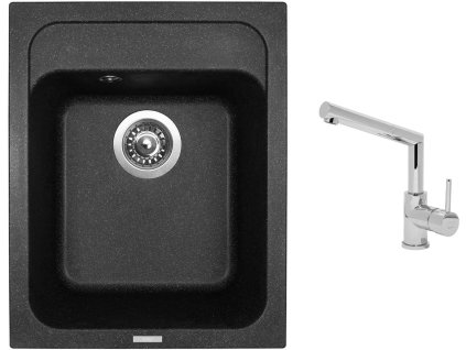 Granitový dřez Sinks CLASSIC 400 Granblack + Dřezová baterie Sinks MIX 350 P chrom