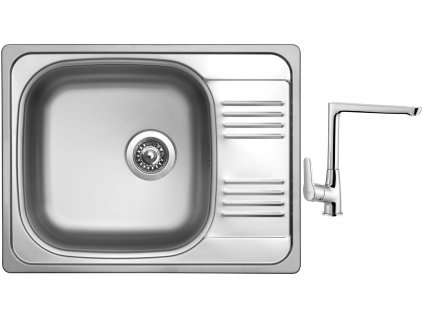 Nerezový dřez Sinks GRAND 652 V 0,8mm leštěný + Dřezová baterie Sinks baterie CASPIRA chrom