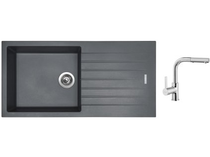 Granitový dřez Sinks PERFECTO 1000 Titanium + Dřezová baterie Sinks ENIGMA S chrom + Čistící pasta Sinks na dřezy
