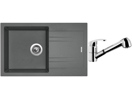 Granitový dřez Sinks LINEA 780 N Titanium + Dřezová baterie Sinks LEGENDA S Chrom + Čistící pasta Sinks na dřezy