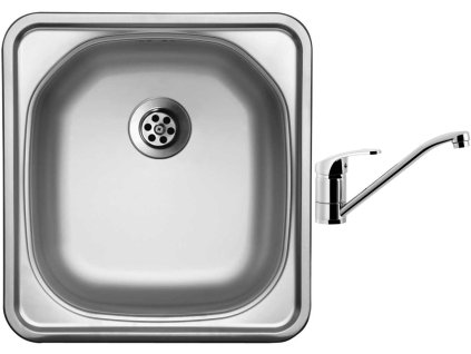 Nerezový dřez Sinks COMPACT 435 M 0,5mm matný + Dřezová baterie Sinks PRONTO chrom