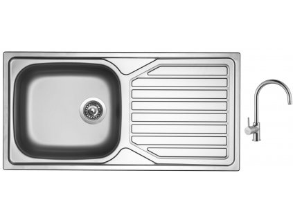 Nerezový dřez Sinks OKIO 1000 XXL V 0,6mm matný + Dřezová baterie Sinks VITALIA chrom