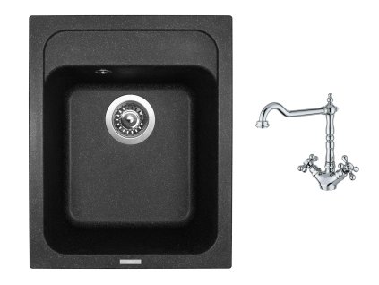 Granitový dřez Sinks CLASSIC 400 Granblack + Dřezová baterie Sinks RETRO 2000 lesklá