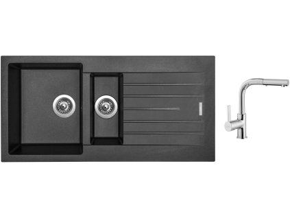 Granitový dřez Sinks PERFECTO 1000.1 Metalblack + Dřezová baterie Sinks ENIGMA S chrom