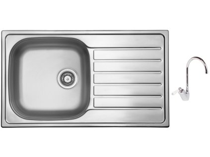 Nerezový dřez Sinks HYPNOS 860 V 0,6mm matný + Dřezová baterie Sinks RETRO 54 lesklá