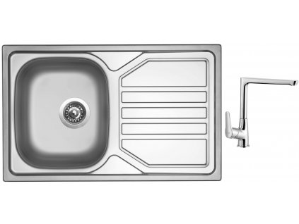 Nerezový dřez Sinks OKIO 800 V 0,7mm matný + Dřezová baterie Sinks baterie CASPIRA chrom
