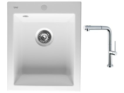 Sinks CERAM 410 Bílá + Dřezová baterie Sinks SLIM S2 kartáčovaná