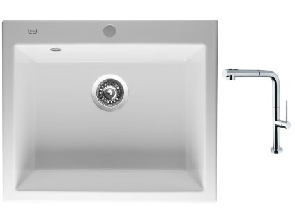 Sinks CERAM 600 Bílá + Dřezová baterie Sinks SLIM S2 kartáčovaná