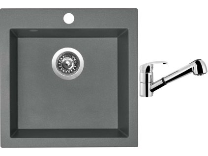 Granitový dřez Sinks VIVA 455 Titanium + Dřezová baterie Sinks LEGENDA S Chrom + Čistící pasta Sinks na dřezy