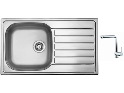 Nerezový dřez Sinks HYPNOS 860 V 0,6mm matný + Dřezová baterie Sinks MIX 3 chrom