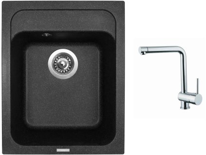 Granitový dřez Sinks CLASSIC 400 Granblack + Dřezová baterie Sinks MIX 3 chrom