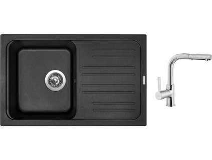 Granitový dřez Sinks CLASSIC 740 Metalblack + Dřezová baterie Sinks ENIGMA S chrom