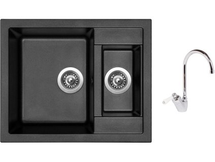 Granitový dřez Sinks CRYSTAL 615.1 Metalblack + Dřezová baterie Sinks RETRO 54 lesklá