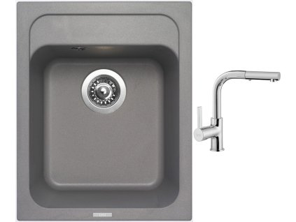 Granitový dřez Sinks CLASSIC 400 Titanium + Dřezová baterie Sinks ENIGMA S chrom + Čistící pasta Sinks na dřezy