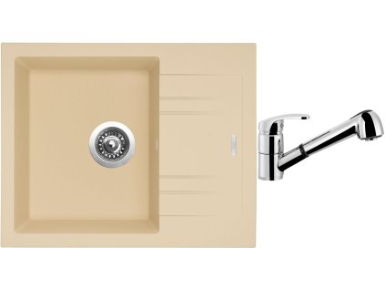Granitový dřez Sinks LINEA 600 N Sahara + Dřezová baterie Sinks LEGENDA S Chrom + Čistící pasta Sinks na dřezy